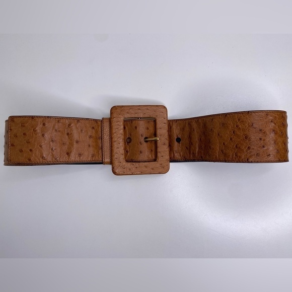 Yves Saint Laurent Wide Ostrich Belt - Picture 4 of 9